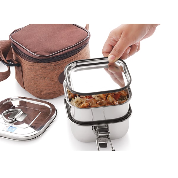 Stainless Steel Square Leak Proof Lunch Box with Bag
