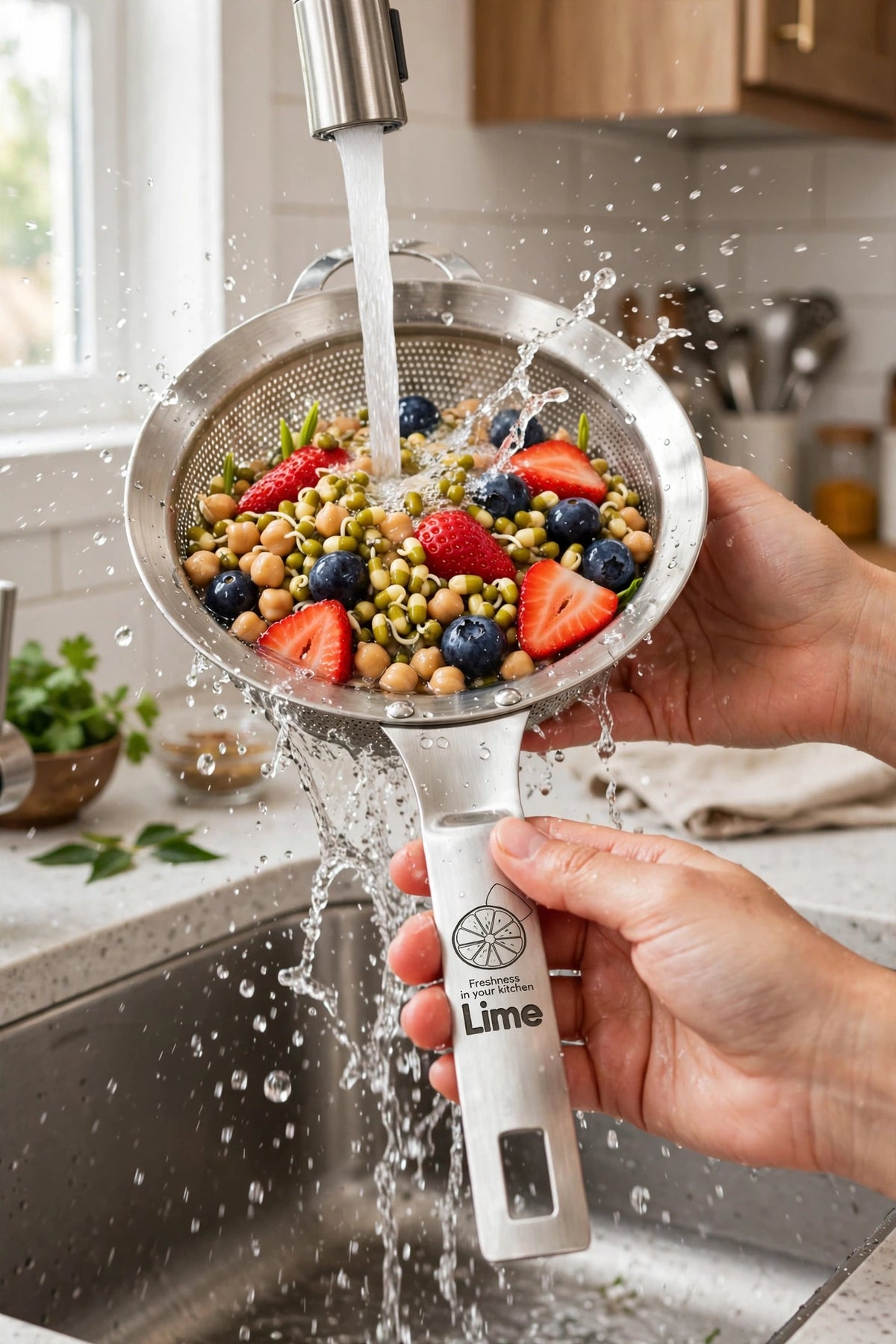 LIME Multi-Use Stainless Steel Perforated Strainer (3 Sizes)