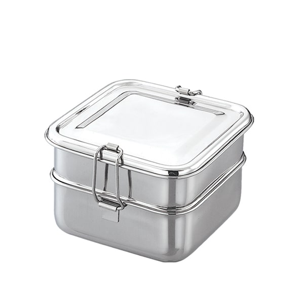 Stainless Steel Square Lunch Box Double Decker