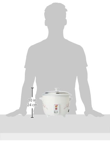 Prestige Delight PRWO 1.0 L Electric Rice Cooker|Detachable power cord|Durable body|Cool touch handles|White| Raw capacity-0.4L|Cooked capacity-1L|Cooks for a family of 2 to 3 members