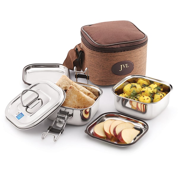 Stainless Steel Square Leak Proof Lunch Box with Bag