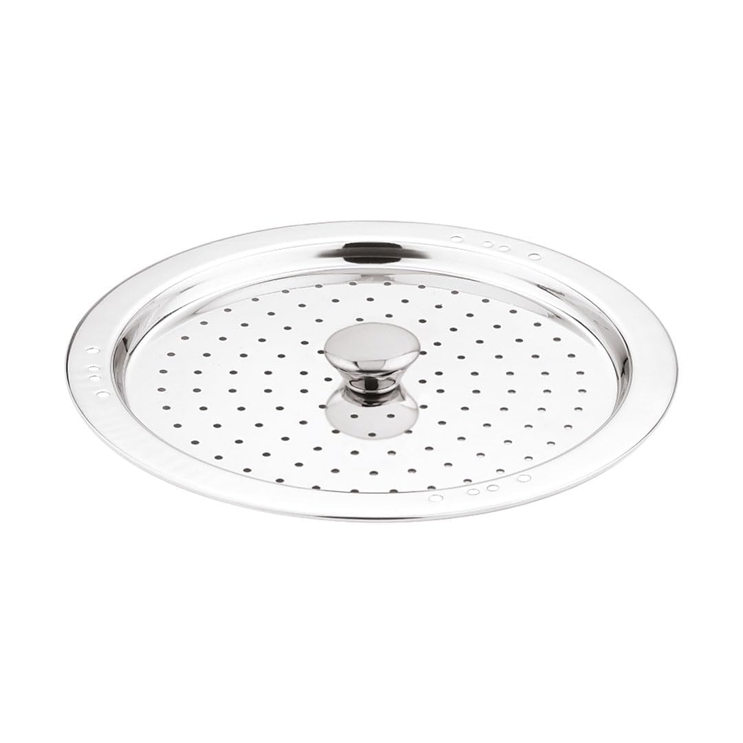 Bergner Argent Triply 28 cm Multi-Kadai, 6.1 L, Stainless Steel Lid & 6X Plate, for Appam/Idli/Modak/Sundal/Momo/, Cool Handles, Induction & Gas Ready