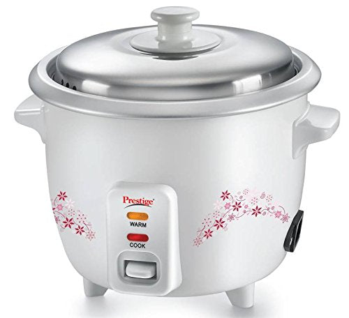 Prestige Delight PRWO 1.5 L Electric Rice Cooker|Detachable power cord|Durable body|Cool touch handles|White| Raw capacity-0.6L|Cooked capacity-1.5 L|Cooks for a family of 4 to 5 members