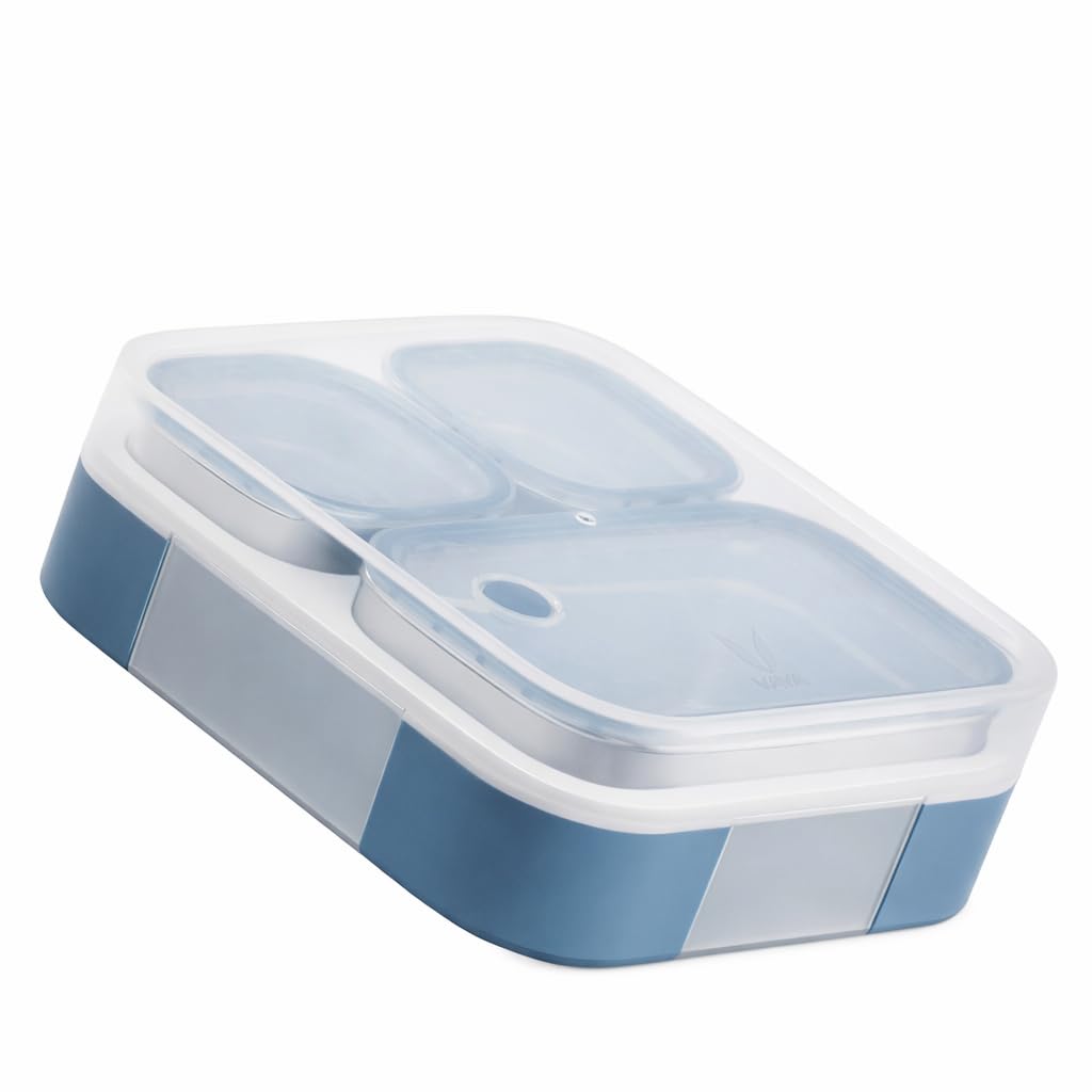 VAYA Tydbyt Lunch Box for Office Use, Tiffin Box Stainless Steel with 3 Containers, Slim Compact & Travel Friendly Bento Box, Easy to Carry Design, Coral Crush
