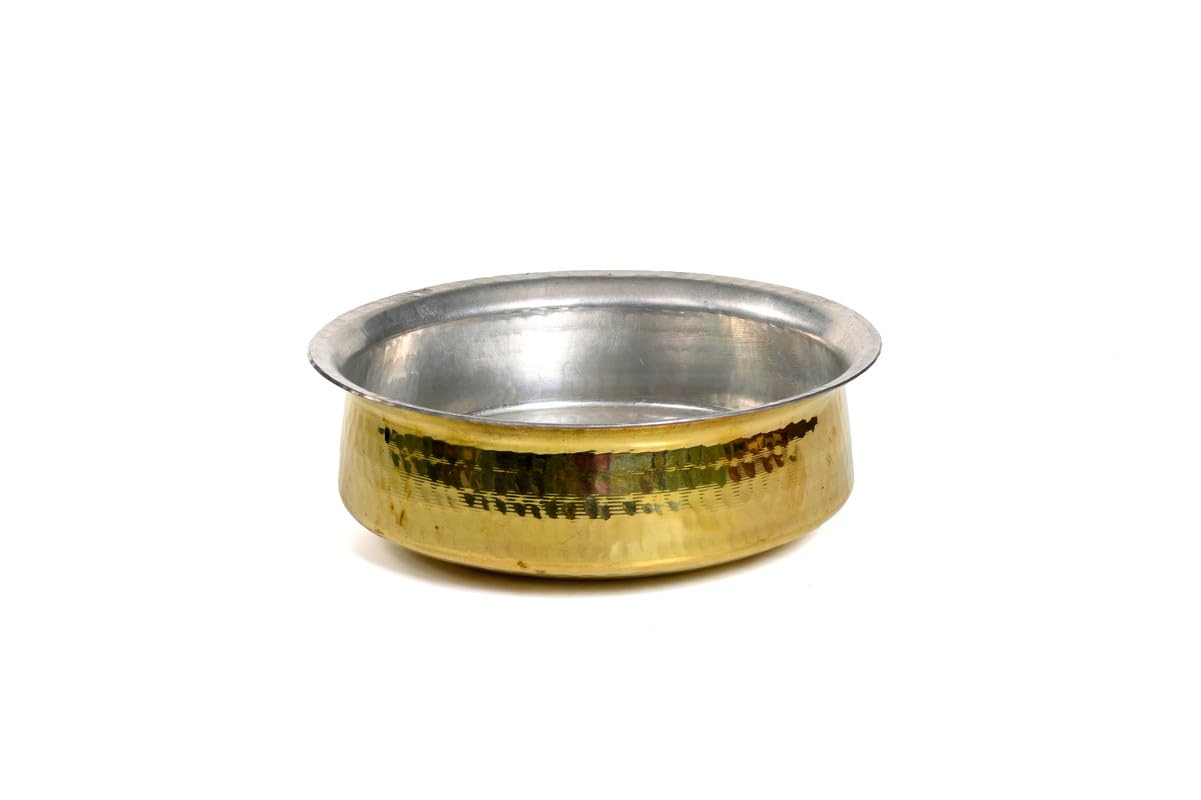 LIME Brass/Pital Handi for Cooking Lagan for Cooking Kalai Plating Inside – Handcrafted Brass Handi Without Lid