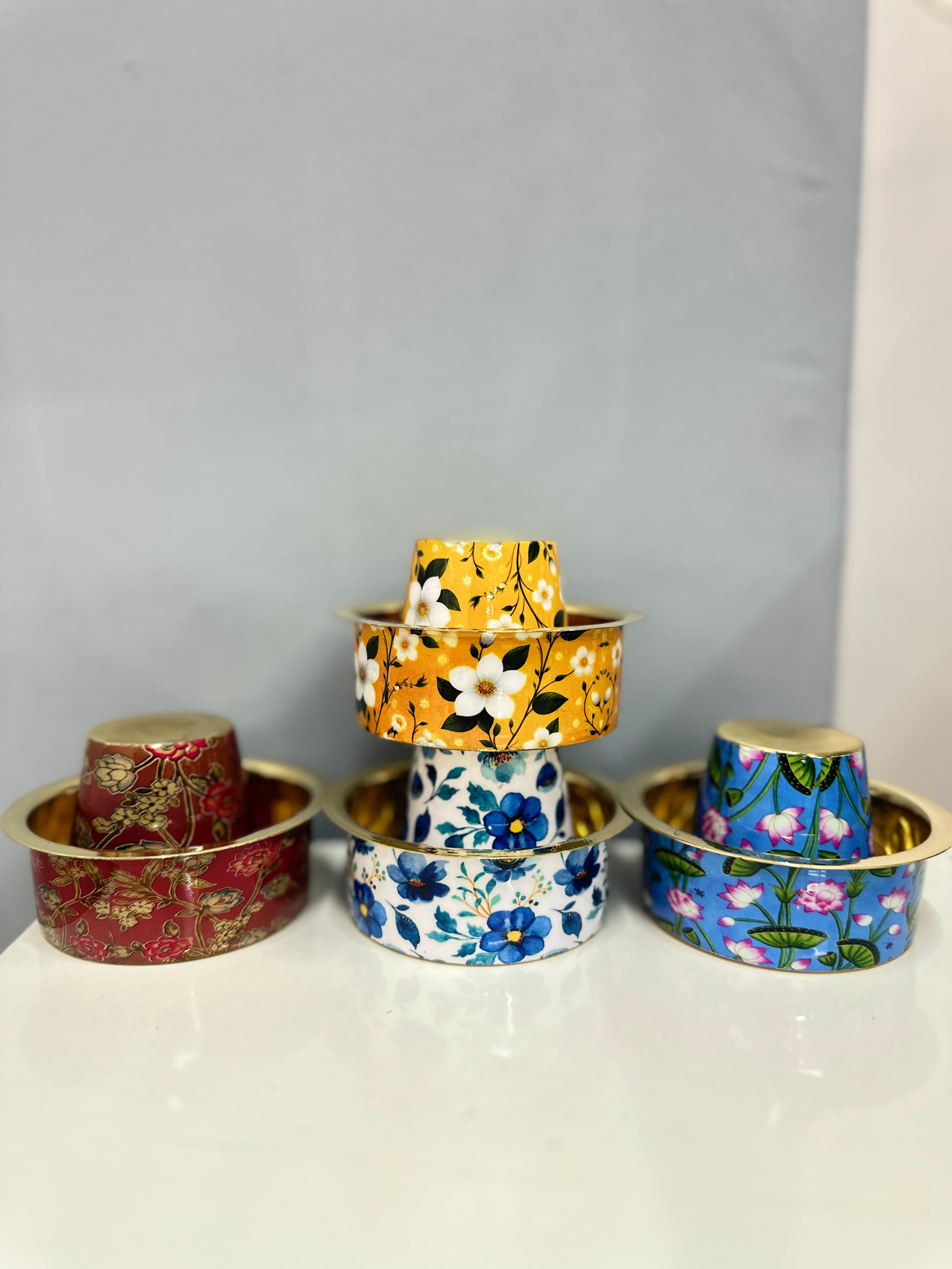 LIME Brass Printed Coffee Cup and Dabra Set