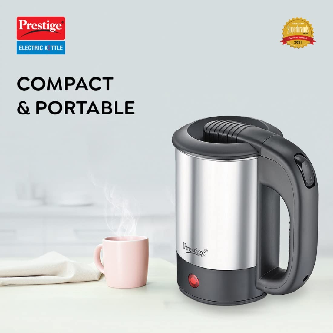 Prestige PKTS 0.5 Electric Kettle 500ml, Silver & Black