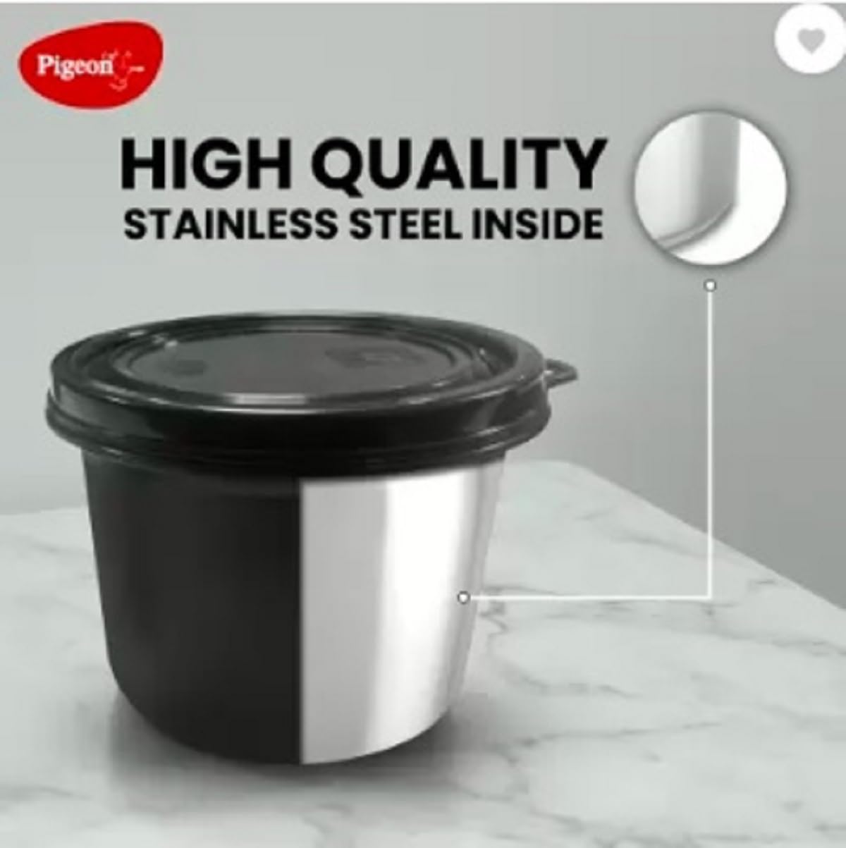 Pigeon Heat and Treat Lunch Box Pack of 4 Microwave Safe, Leak Proof| 600ml,400ml,250ml,100ml | 750ml Black Bottle