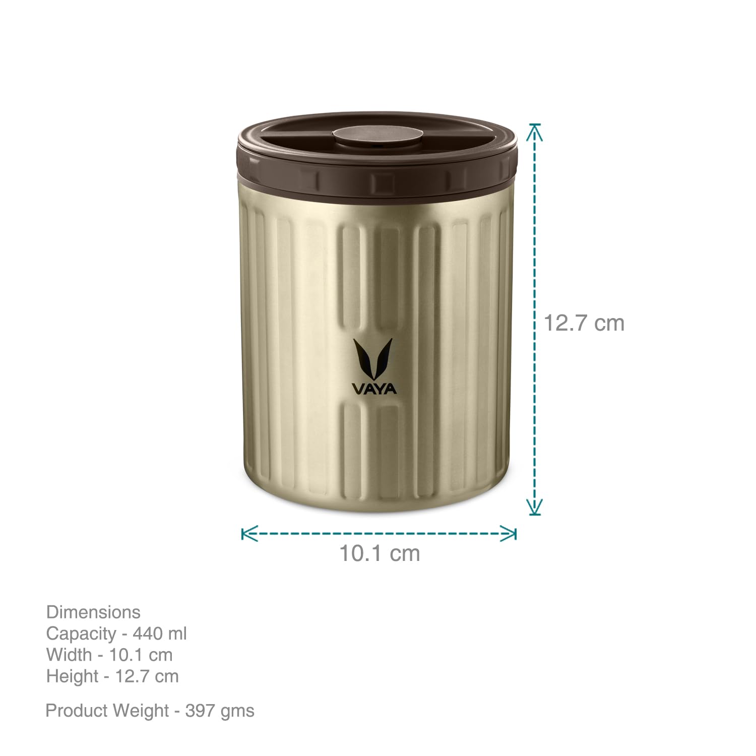 VAYA PRESERVE Thermal Insulated Lunch Box for Kids, Office Women, 440 ml Stainless Steel Tiffin Box, Meal Container, Meal Jar, Suitable for One Pot Meal, Graphite/gold /purple