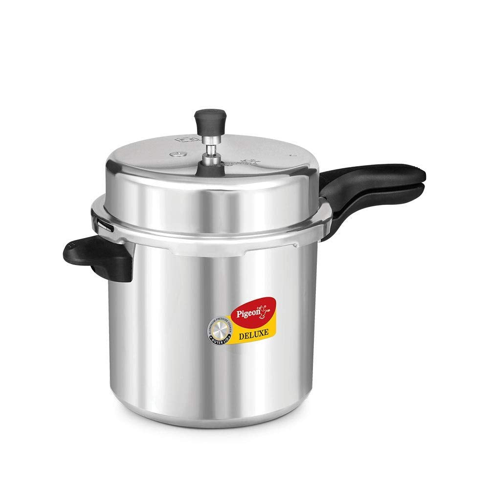 Pigeon Deluxe Aluminium Outer Lid Pressure Cooker, Silver