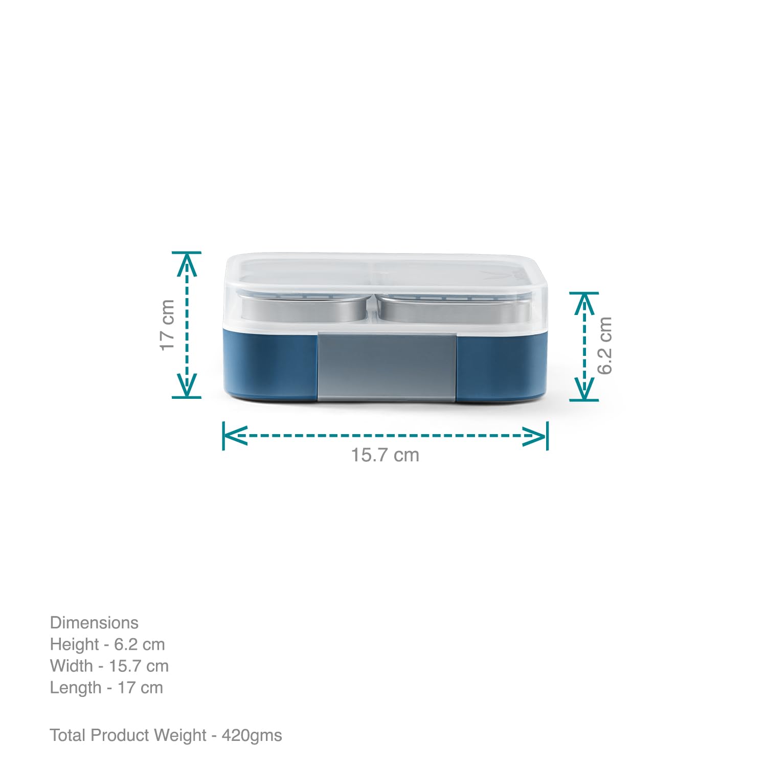 VAYA Tydbyt Lunch Box for Office Use, Tiffin Box Stainless Steel with 3 Containers, Slim Compact & Travel Friendly Bento Box, Easy to Carry Design, Coral Crush