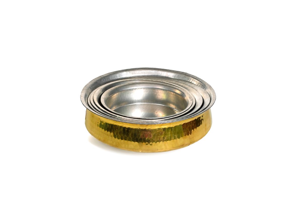 LIME Brass/Pital Handi for Cooking Lagan for Cooking Kalai Plating Inside – Handcrafted Brass Handi Without Lid
