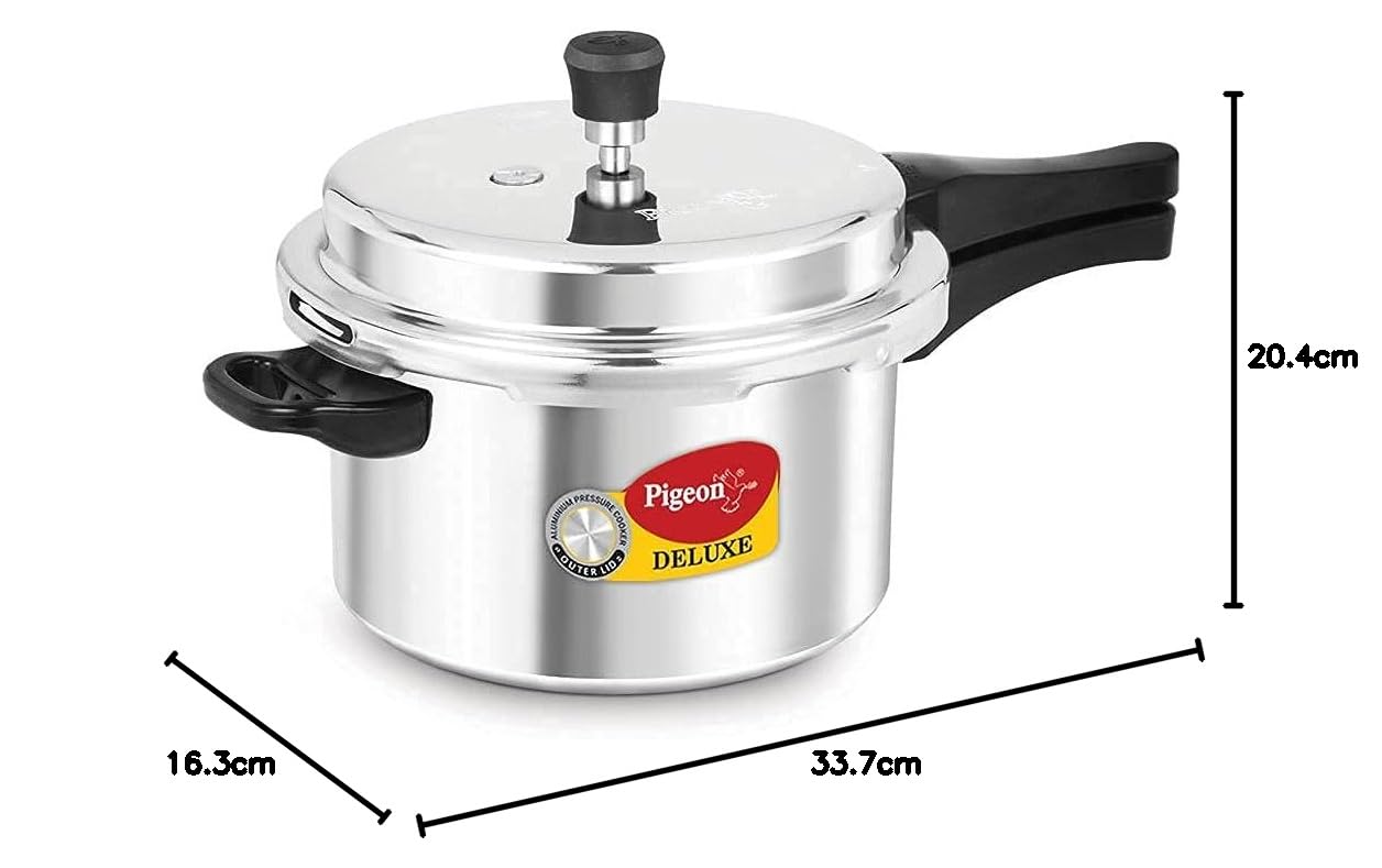 Pigeon Deluxe Aluminium Outer Lid Pressure Cooker, Silver