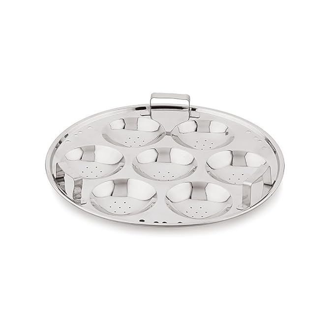 Bergner Argent Triply 28 cm Multi-Kadai, 6.1 L, Stainless Steel Lid & 6X Plate, for Appam/Idli/Modak/Sundal/Momo/, Cool Handles, Induction & Gas Ready