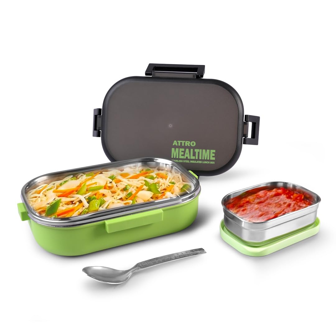 Meal Time Stainless Steel Insulated Airtight Leak-Proof Lunch Box for Office, School, Picnic, 800 Ml Multi Color