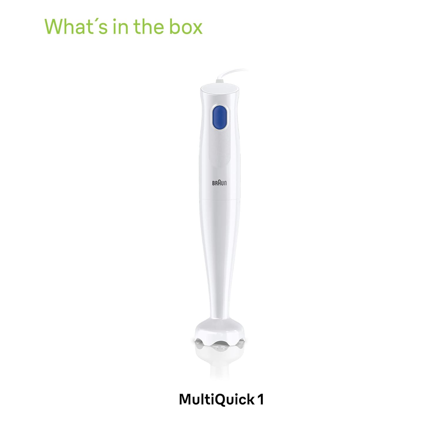 Braun MultiQuick 1 Hand Blender 450W with EasyTwist Technology, Lightweight, Stainless Steel, BPA-Free for Baby Food, Chutney, Puree, Lassi, Smoothie, Soup, Shake (MultiQuick 1 White