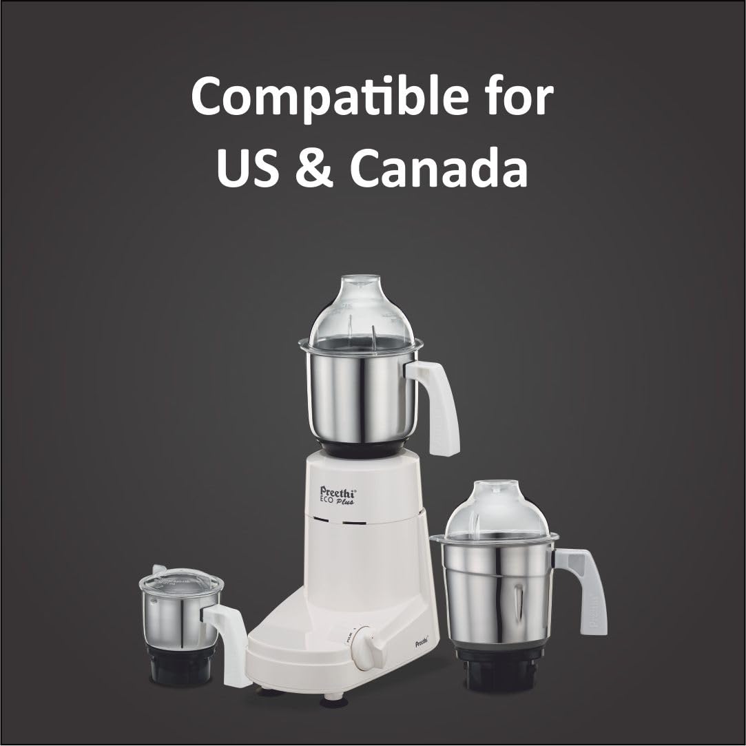 Preethi Eco Plus Mixer Grinder 110V with 3 Jars (Only for US & Canada)