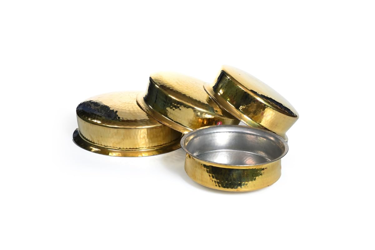 LIME Brass/Pital Handi for Cooking Lagan for Cooking Kalai Plating Inside – Handcrafted Brass Handi Without Lid