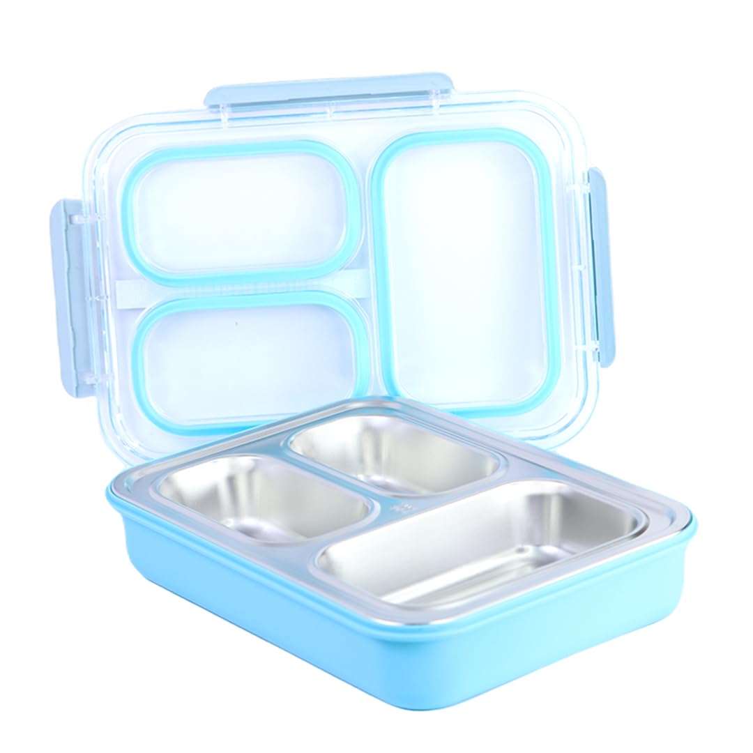 Lunch Express 3 Lunch Box Comes with 3 Detachable Inner Steel Compartments-Leakproof,BPA-Free Lunch Box for Fresh Meals On-The-Go Ideal for School, Office, and Travel-Multi Color-1200ml
