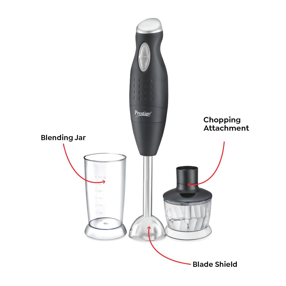 Prestige Phb 6.0 2 Speed Hand Blender with Blending Jar, Chopping, Whisking Attachment, 200 Watts