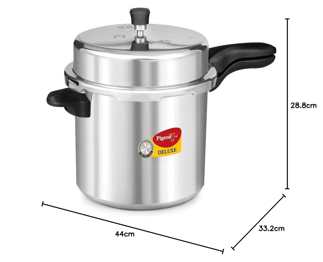 Pigeon Deluxe Aluminium Outer Lid Pressure Cooker, Silver