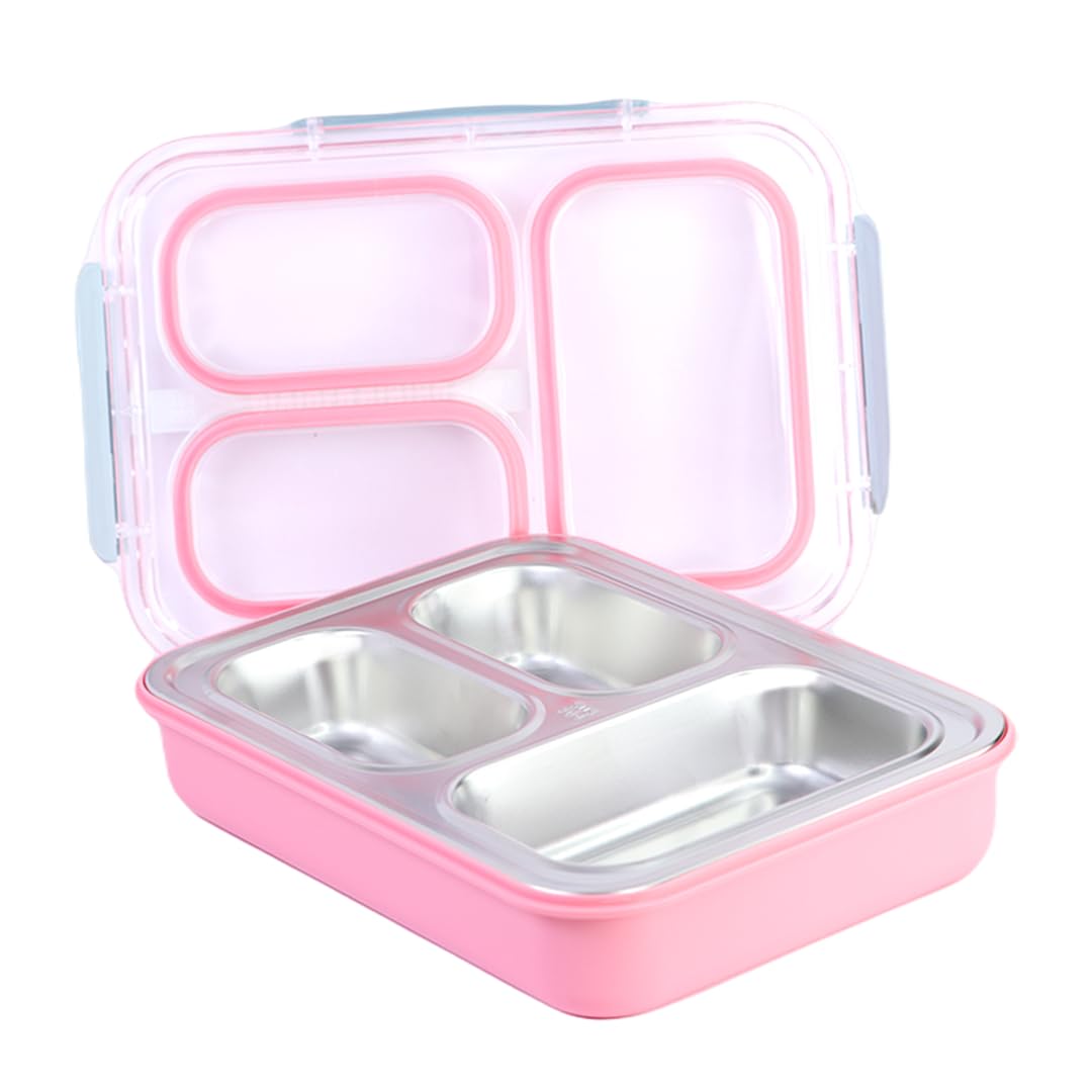 Lunch Express 3 Lunch Box Comes with 3 Detachable Inner Steel Compartments-Leakproof,BPA-Free Lunch Box for Fresh Meals On-The-Go Ideal for School, Office, and Travel-Multi Color-1200ml