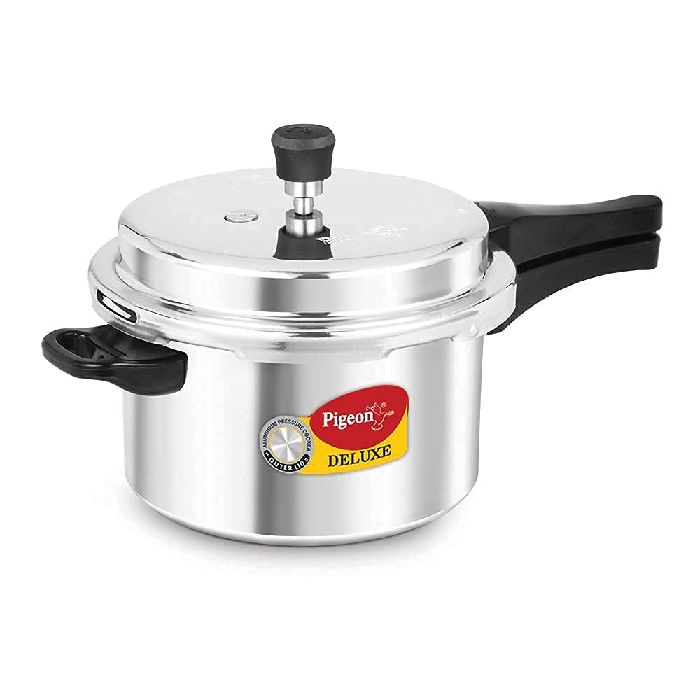 Pigeon Deluxe Aluminium Outer Lid Pressure Cooker, Silver