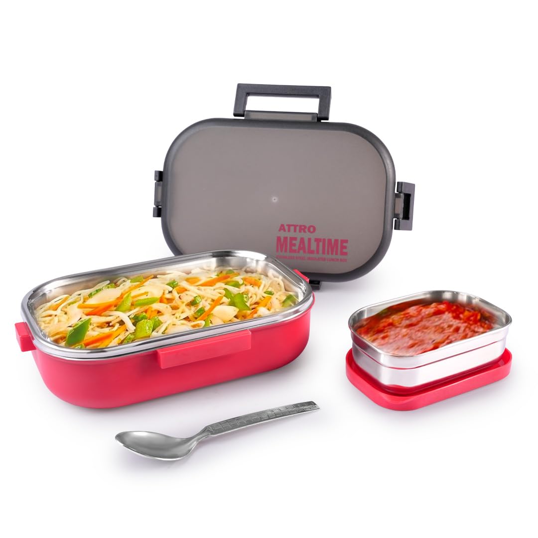 Meal Time Stainless Steel Insulated Airtight Leak-Proof Lunch Box for Office, School, Picnic, 800 Ml Multi Color