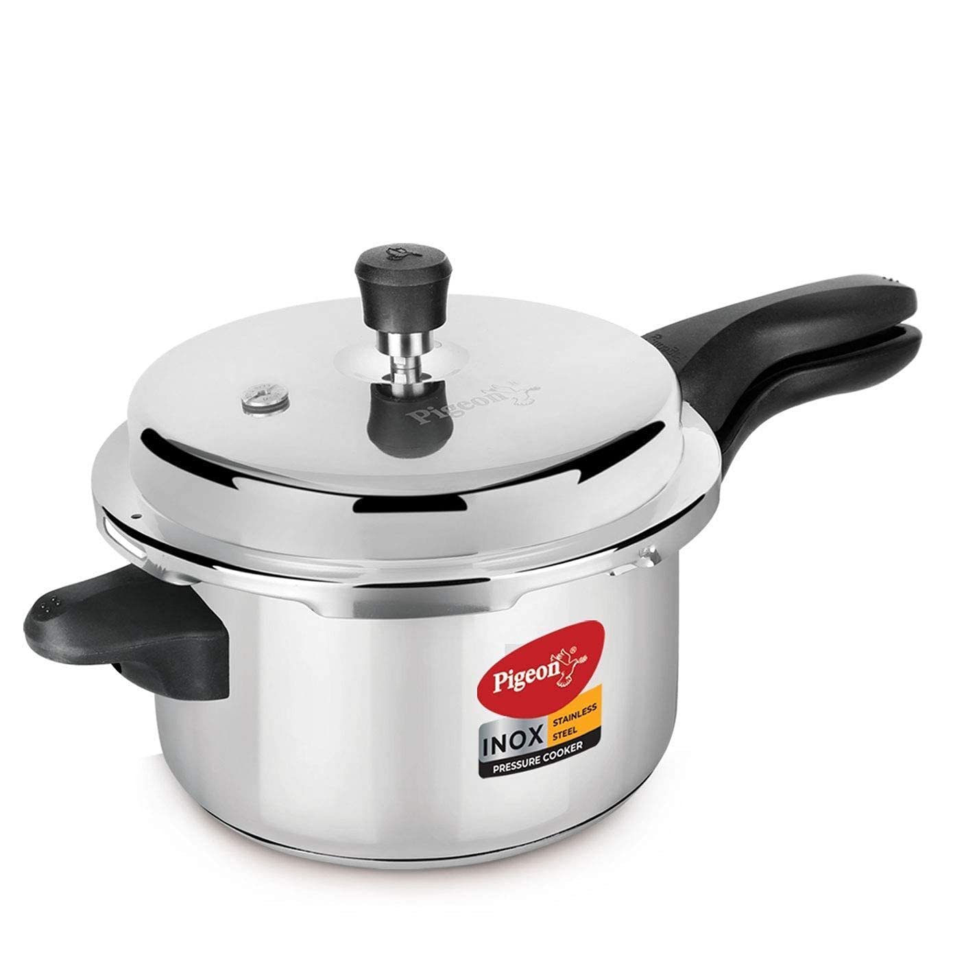 PIGEON Inox Stainless Steel 5 Litre (14046), Induction Base Pressure Cooker, Outer Lid, Silver