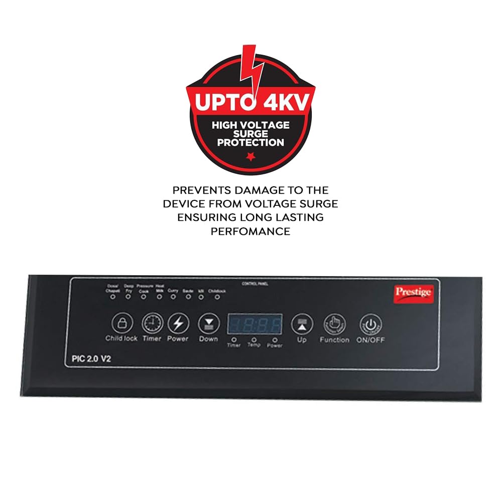 Prestige PIC 2.0 V2 2000-Watt Induction Cooktop with Touch Panel |Radiant|Black