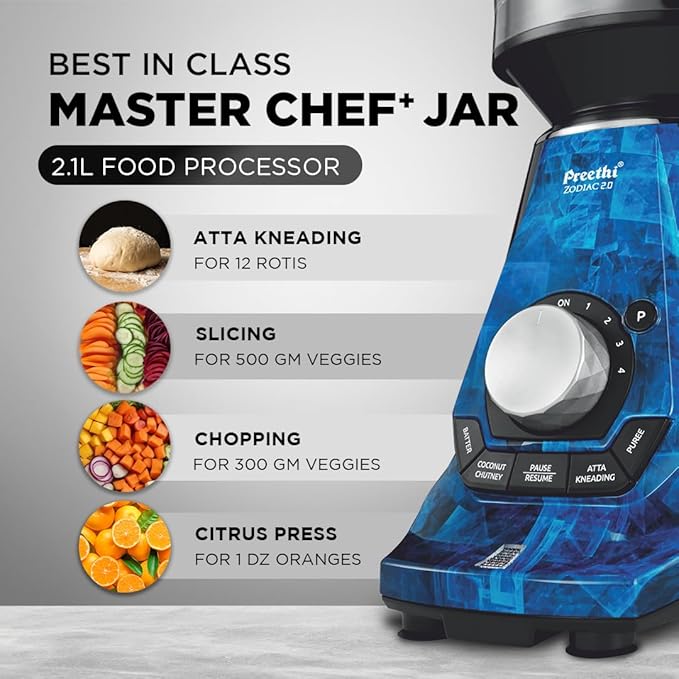 Preethi Zodiac 2.0 Mixer Grinder 1000 Watt with 4 Jars