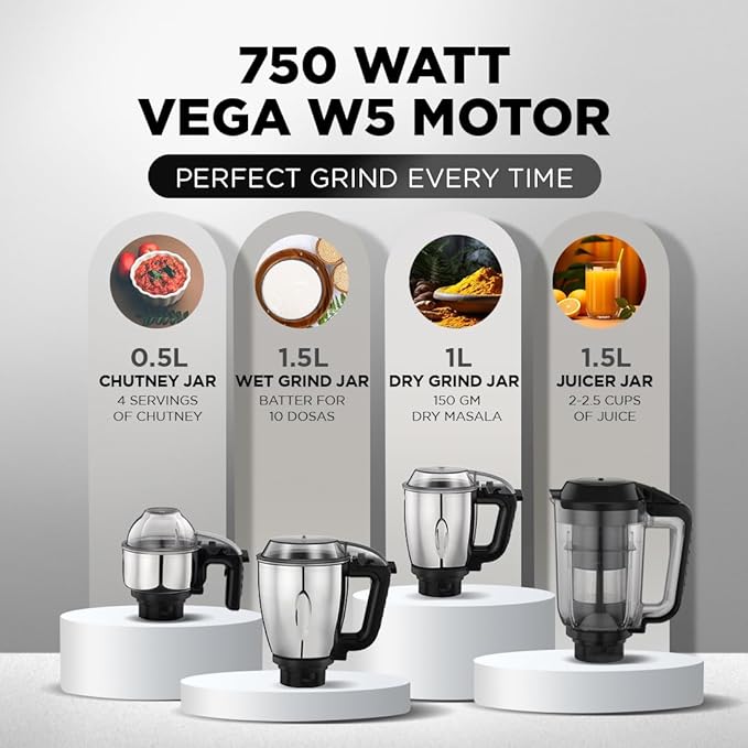 Preethi Zodiac Cosmo Mixer Grinder 750 Watt motor with 5 Jars