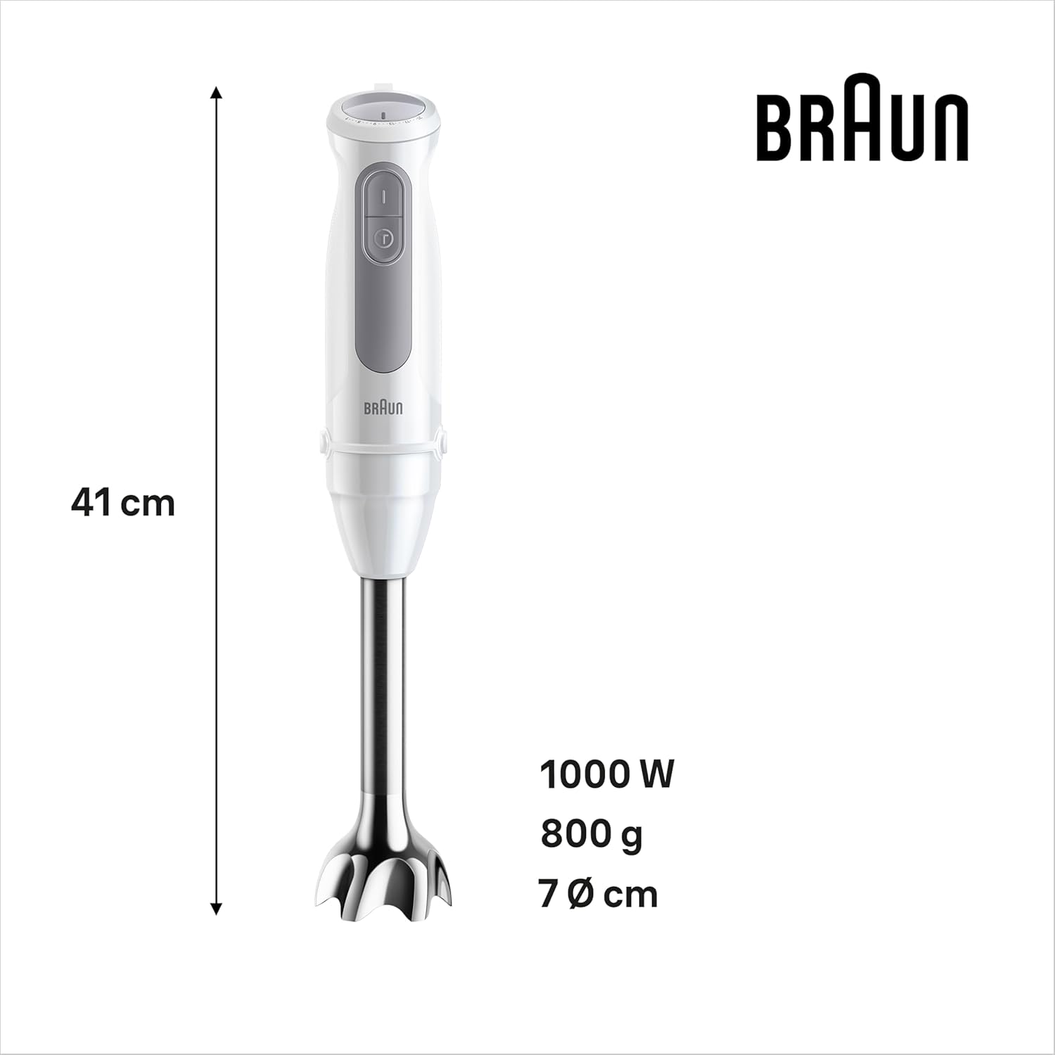 Braun MultiQuick 5, Powerful 1000W Hand Blender, Patented PowerBell Technology, Made in Europe, Guranteed Splash-Proof, 21 Speed + Turbo, All-in-1: Blender, Grinder, Chopper & Whisker, MQ50236M