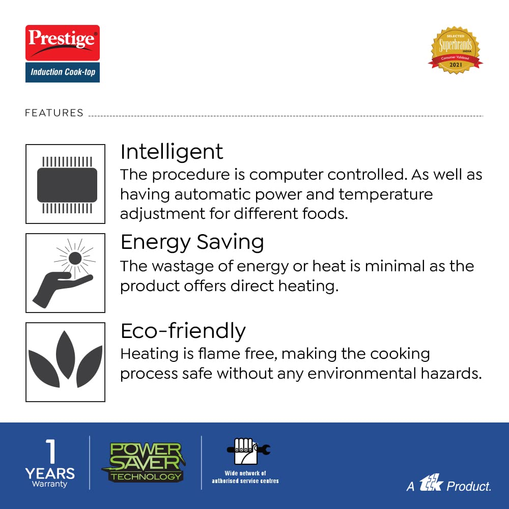 Prestige Rio ICT 1200W Ceramic Induction Cooktop with Indian Menu Options (Black)