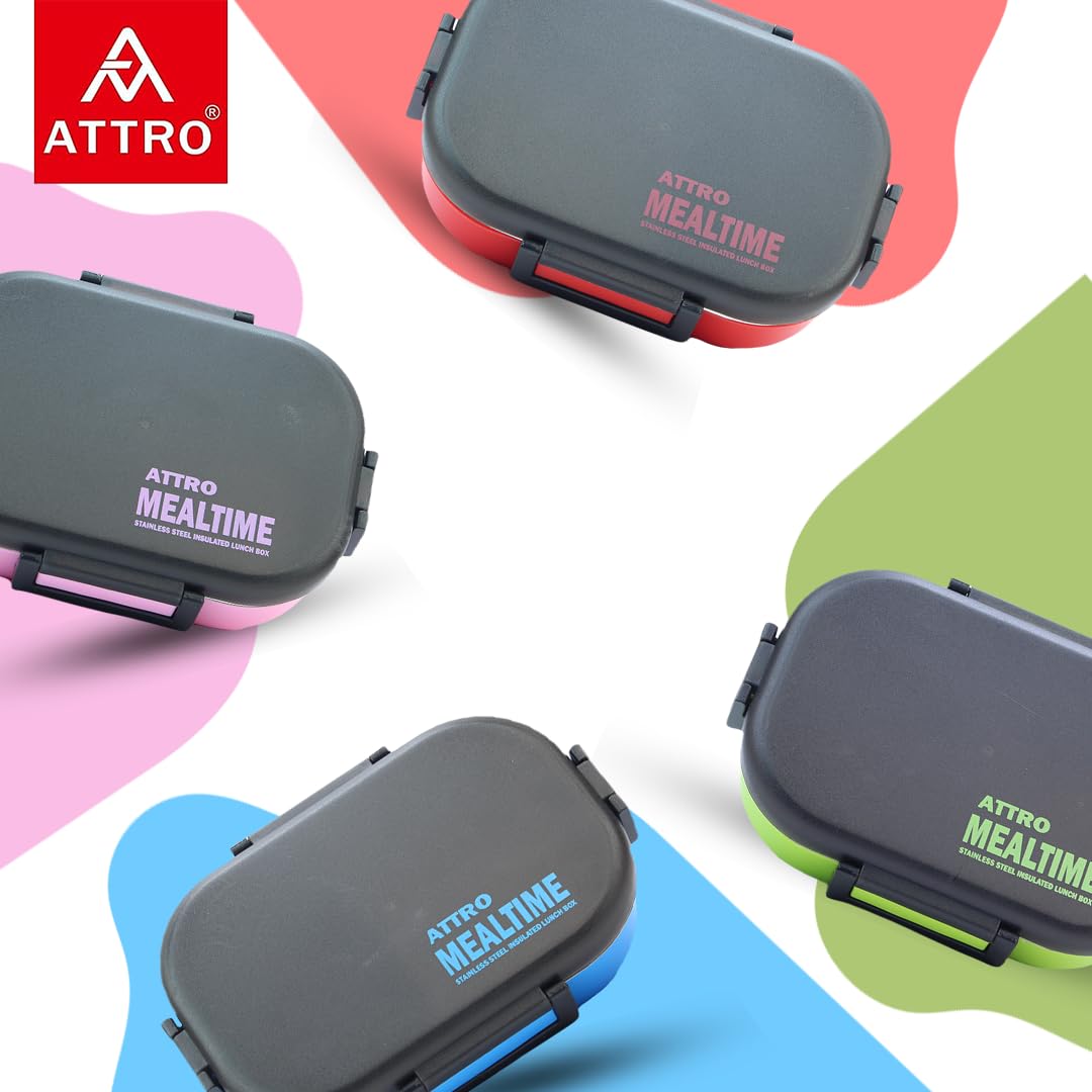 Meal Time Stainless Steel Insulated Airtight Leak-Proof Lunch Box for Office, School, Picnic, 800 Ml Multi Color