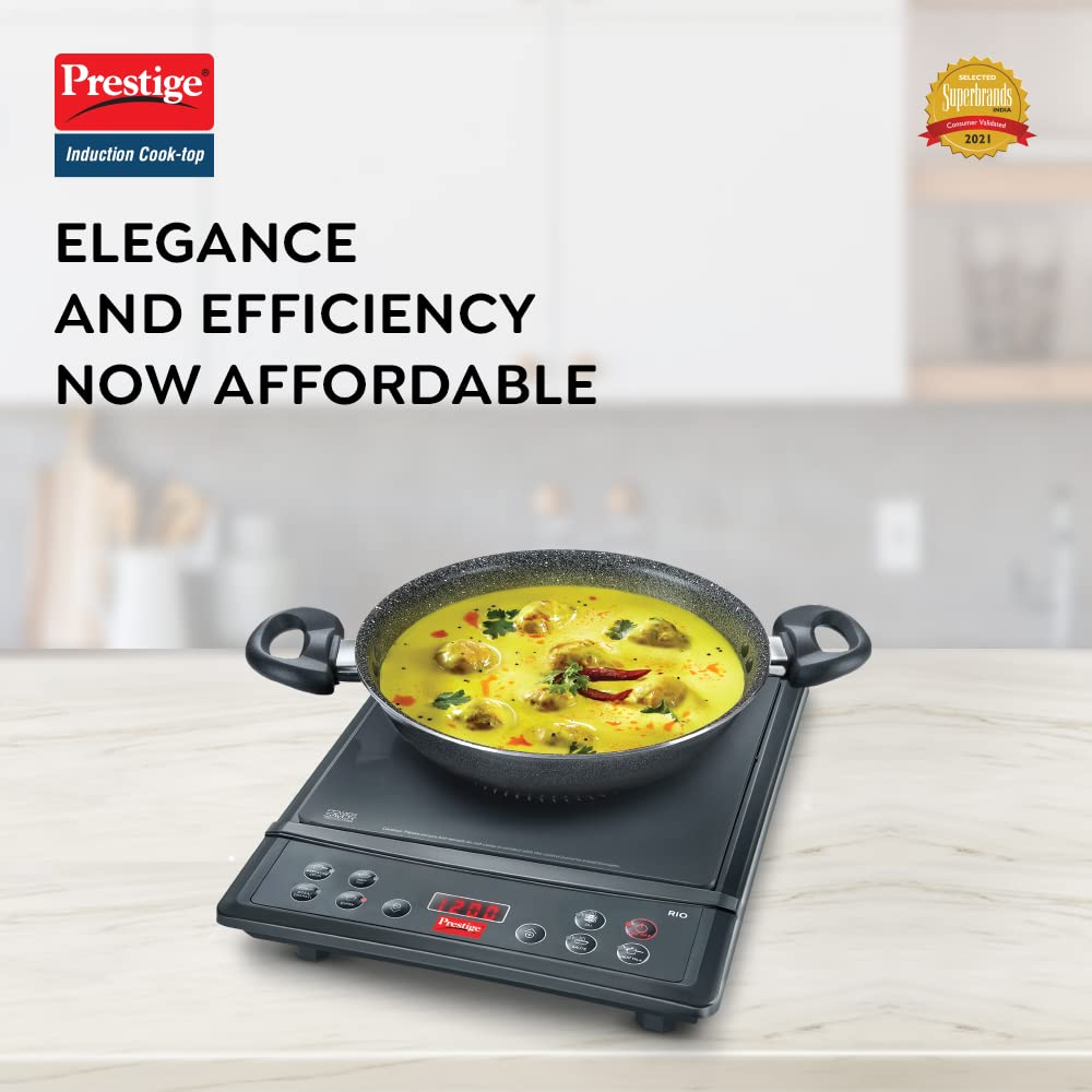 Prestige Rio ICT 1200W Ceramic Induction Cooktop with Indian Menu Options (Black)