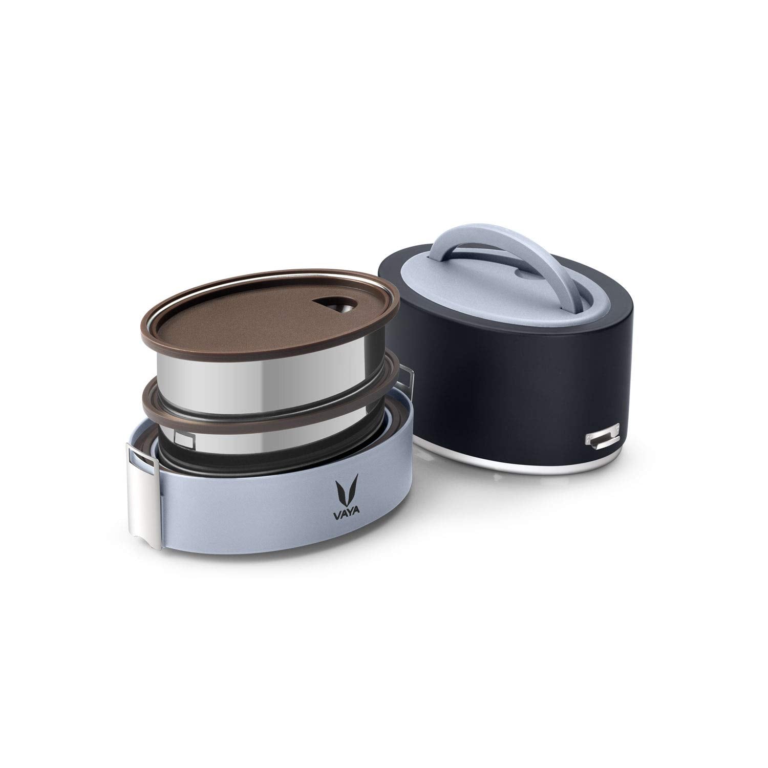 VAYA TYFFYN Lunch Box for Kids for School, Polished Stainless Steel Tiffin Box Without BagMat, 600ml Insulated Tiffin Box for Office; with 2 Containers, Hot Lunch Box