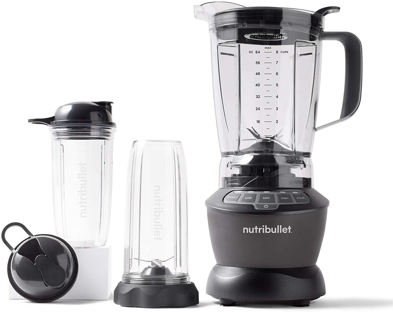 Nutribullet 1200W Combo Blender, USA #1 Mixer, Grinder, Smoothie Maker, Food Processor, "The Original Nutribullet", 3 Unbreakable Jars, 1.8L Extra Large Pitcher & Tamper, 2yrs warranty (Dark Grey)