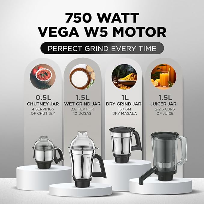 Preethi Zodiac Mixer Grinder 750 Watt motor with 5 Jars