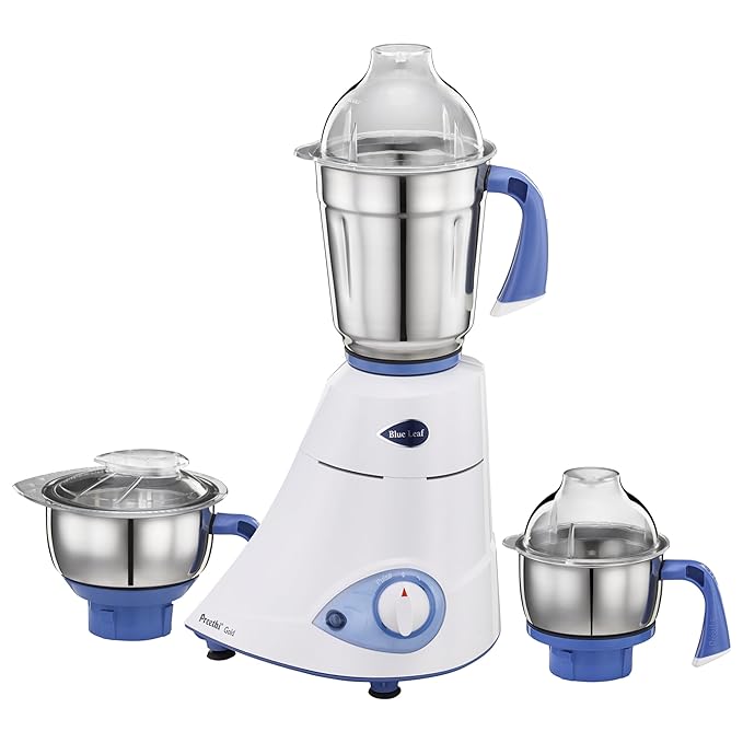 Preethi Blue Leaf Gold Mixer Grinder 750 Watt with 3 Jars (White)