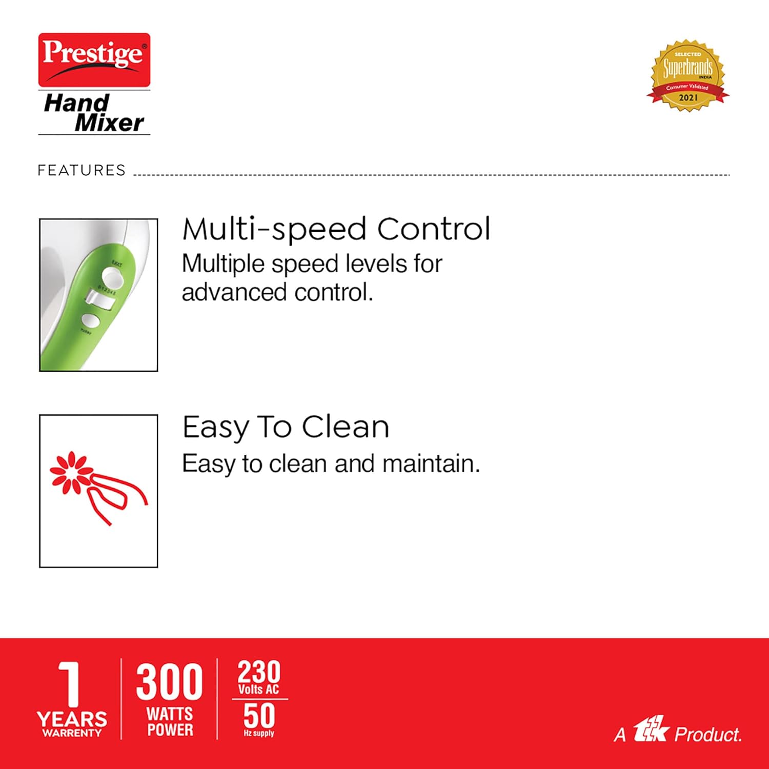 Roll over image to zoom in 2 VIDEOS Prestige PHM 1.0 300-Watt Hand Blender with One Touch Turbo Button (Green White)