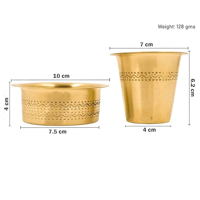 LIME South Indian Brass Coffee Cup Dawara/Dabara Set Matt - 150ml