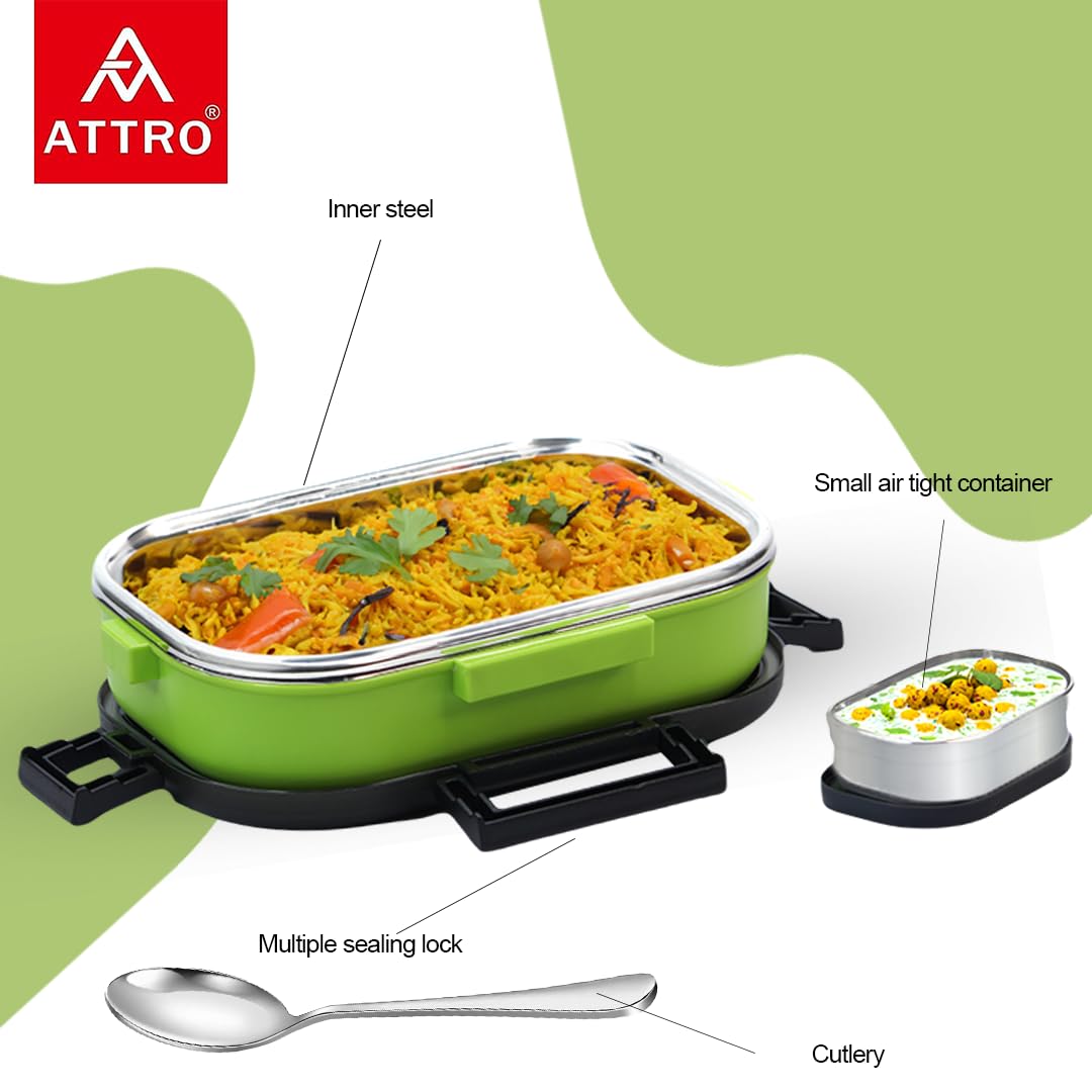 Meal Time Stainless Steel Insulated Airtight Leak-Proof Lunch Box for Office, School, Picnic, 800 Ml Multi Color