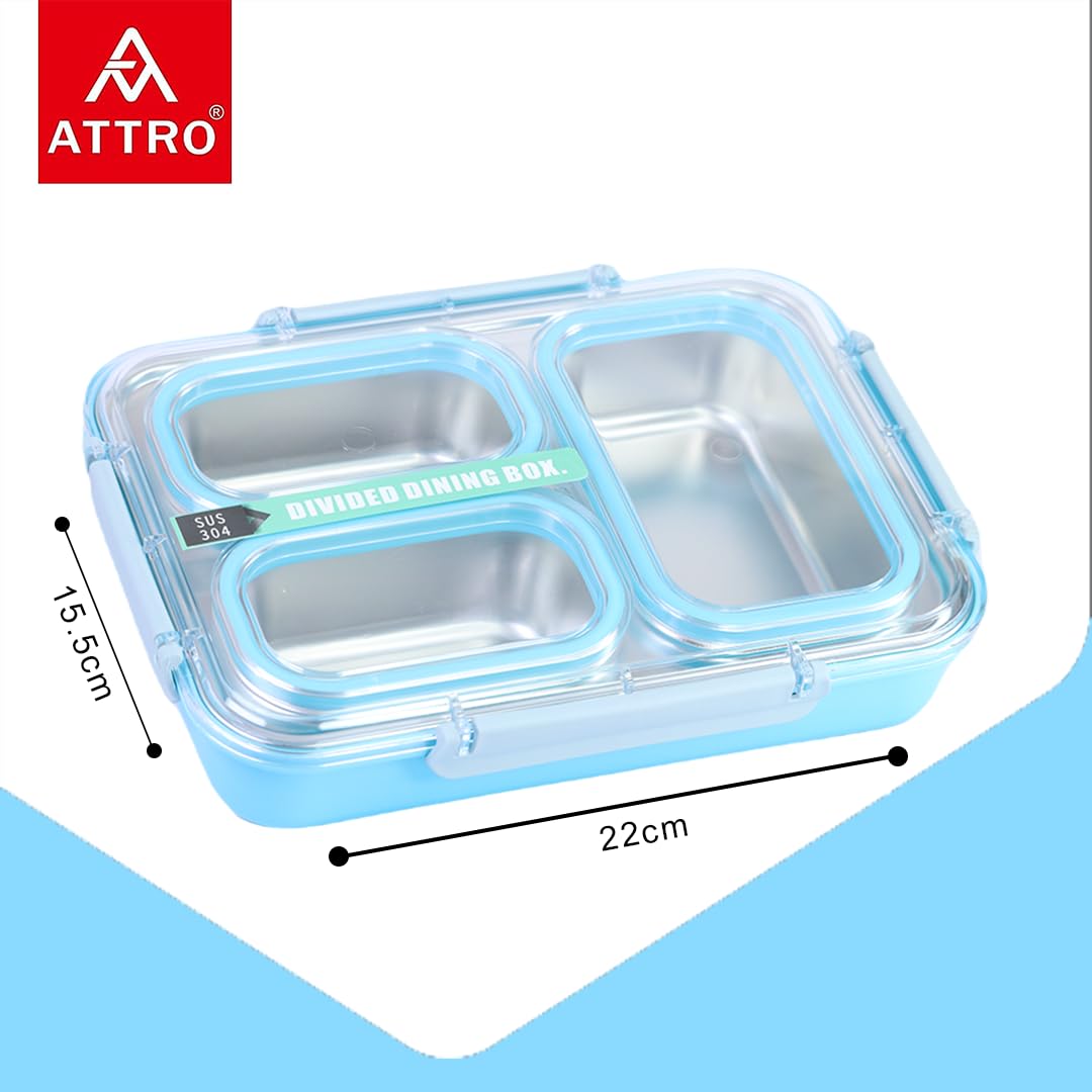 Lunch Express 3 Lunch Box Comes with 3 Detachable Inner Steel Compartments-Leakproof,BPA-Free Lunch Box for Fresh Meals On-The-Go Ideal for School, Office, and Travel-Multi Color-1200ml