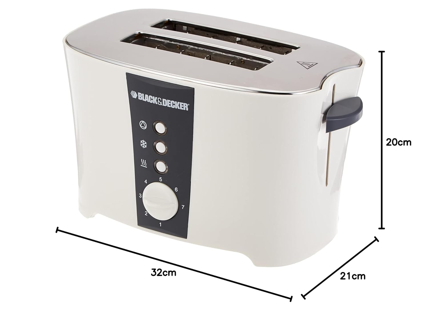 Black+Decker ET122 800-Watt 2-Slice Pop-Up Toaster | Cool Touch Body | Browning Control with 7 levels | Easy Cleaning | 2-Year Warranty-(White)