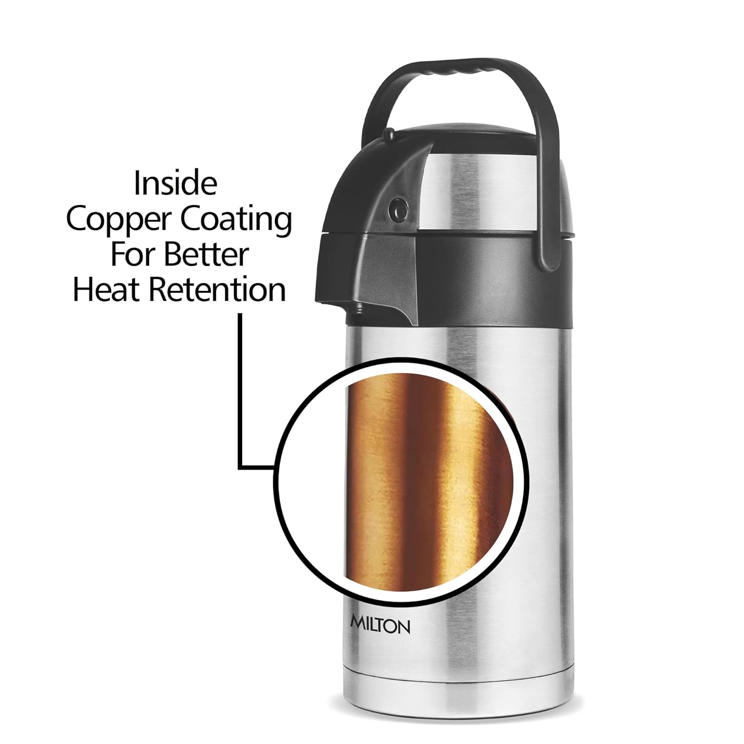 Milton Beverage Dispenser 2500 Flask,Steelplain for Serving Tea and Coffee,