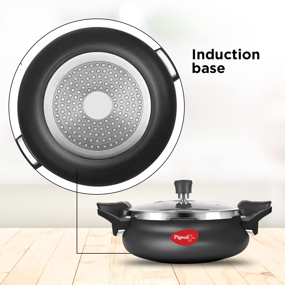 Pigeon All in One Ceramic Super Outer Lid Cooker, Black/Transparent - Aluminium & Stainless Steel