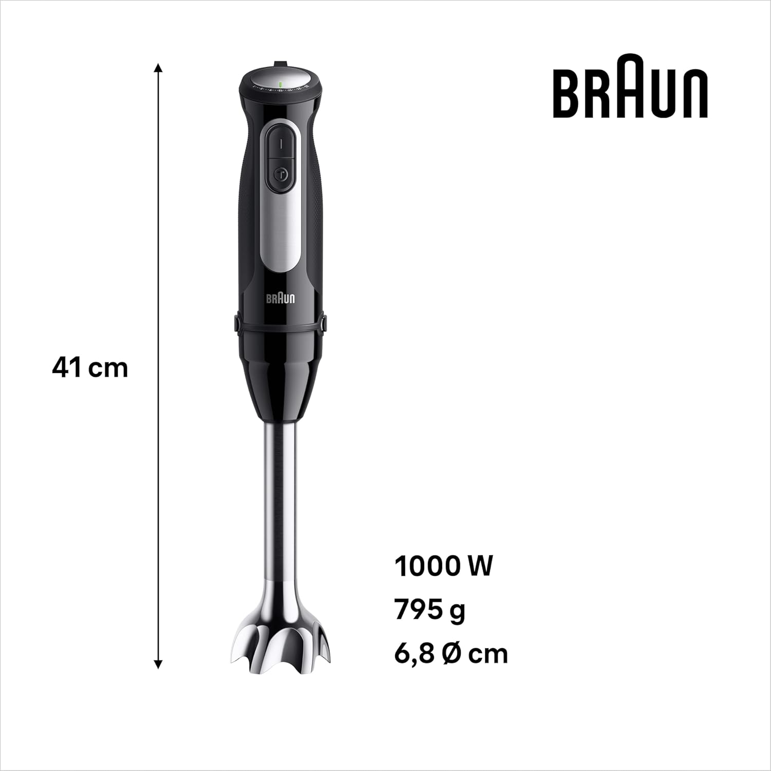 Braun MultiQuick 5 Pro Hand Blender 1000W with Beaker, 500ml Chopper, Whisk, PowerBell VPlus, 25 Speeds, SplashControl for Chopping, Masala Grinding, Chutney, Puree, Smoothie, Soup, Shake MQ55236M