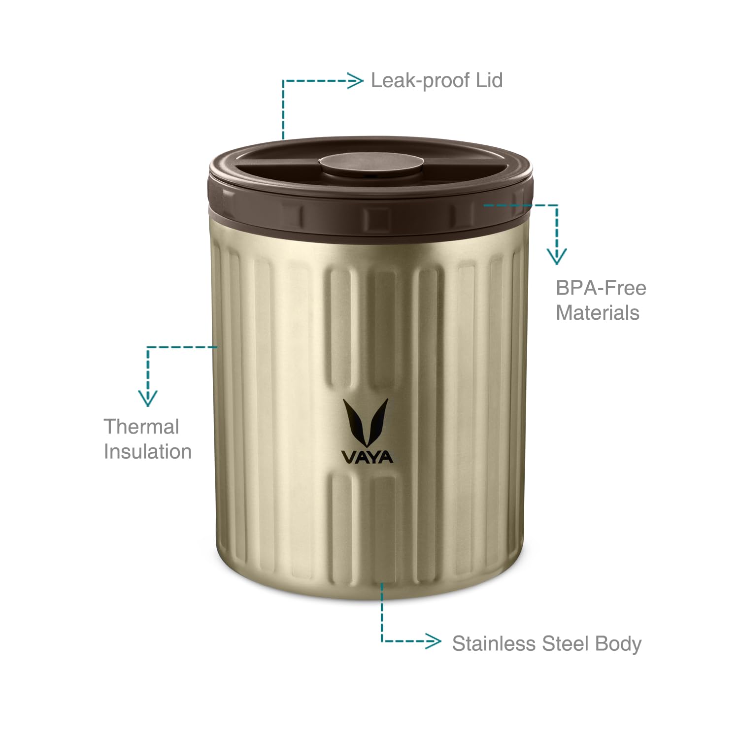 VAYA PRESERVE Thermal Insulated Lunch Box for Kids, Office Women, 440 ml Stainless Steel Tiffin Box, Meal Container, Meal Jar, Suitable for One Pot Meal, Graphite/gold /purple