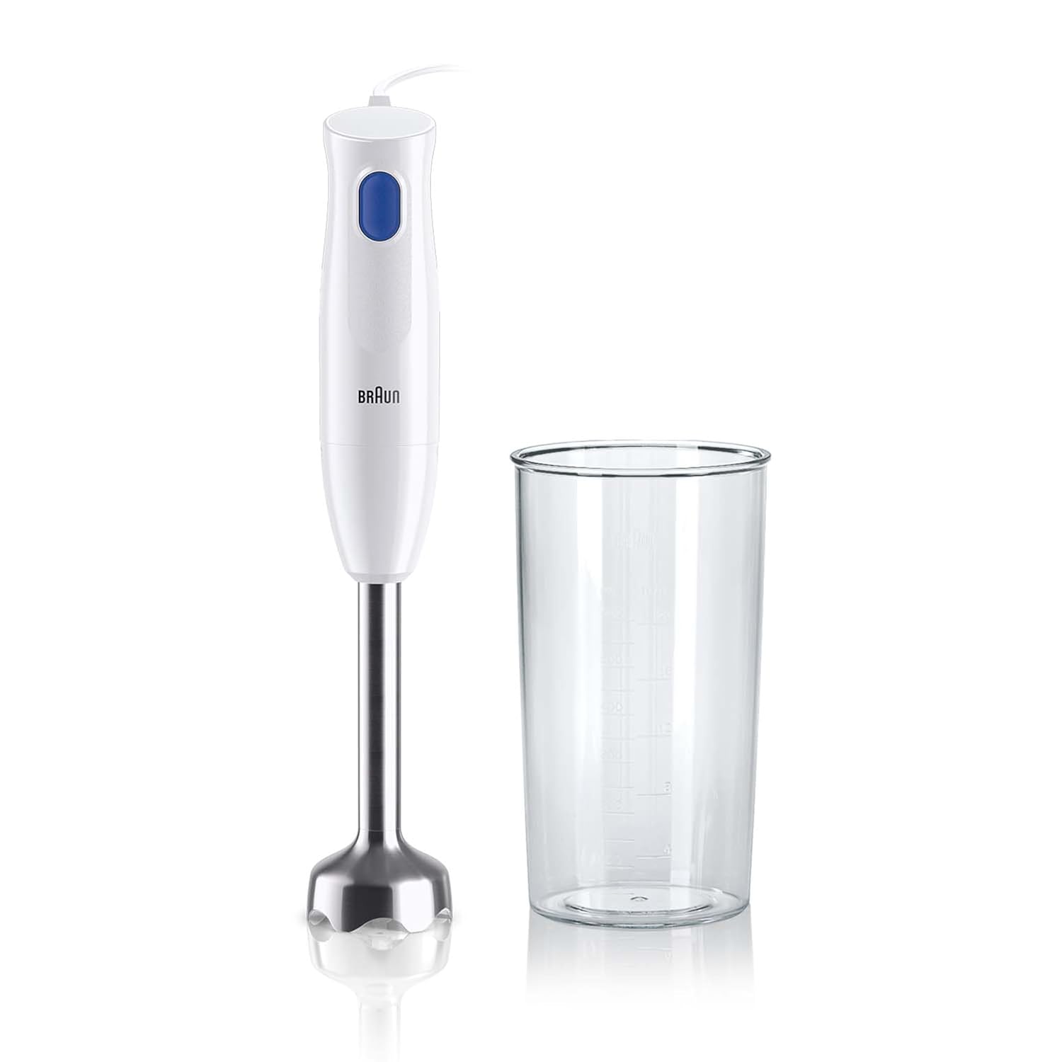 Braun MultiQuick 1 Hand Blender 450W with 600ml Beaker, EasyTwist Technology, Lightweight, Stainless Steel, BPA-Free for Baby Food, Chutney, Puree, Lassi, Smoothie, Soup, Shake MQ10.001M